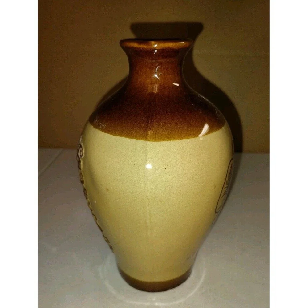Vintage Chinese Hua Diao Jiu Ceramic Wine Bottle Dragon Phoenix Embossed 6
